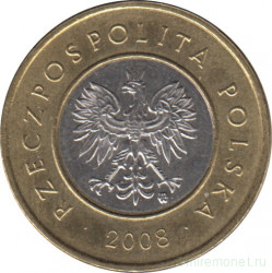 Монета. Польша. 2 злотых 2008 год.