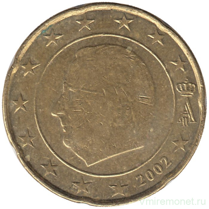 Монета. Бельгия. 20 центов 2002 год.