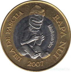 Монета. Остров Пасхи. 200 песо 2007.