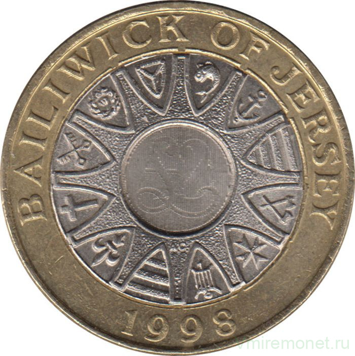 Монета. Великобритания. Джерси. 2 фунта 1998 год.
