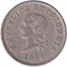 Монета. Колумбия. 5 сентаво 1886 год. Цифра 5 крупная.