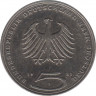Монета. ФРГ. 5 марок 1981 год. 200 лет со дня смерти Готхольда Эфраима Лессинга. рев.