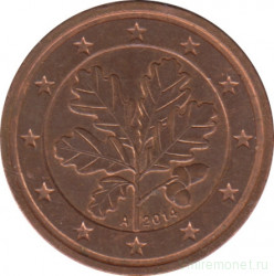 Монета. Германия. 2 цента 2014 год. (A).