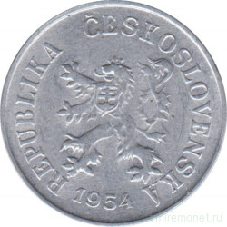 Монета. Чехословакия. 5 геллеров 1954 год.