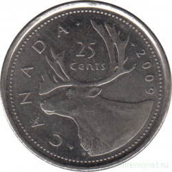 Монета. Канада. 25 центов 2009 год.