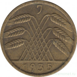 Монета. Германия. Веймарская республика. 5 рейхспфеннигов 1935 год. Монетный двор - Гамбург (J).