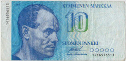 Банкнота. Финляндия. 10 марок 1986 год. Тип 113а (35-1).
