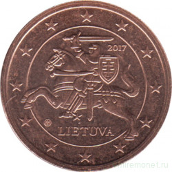 Монета. Литва. 2 цента 2017 год.