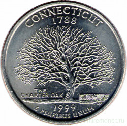 Монета. США. 25 центов 1999 год. Штат № 5 Коннектикут. Монетный двор P.