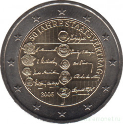 Монета. Австрия. 2 евро 2005 год. 50 лет подписания договора о нейтралитете Австрии.