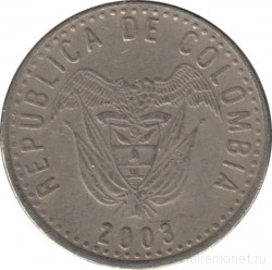 Монета. Колумбия. 50 песо 2003 год.