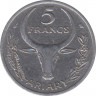 Монета. Мадагаскар. 5 франков 1967 год. рев.