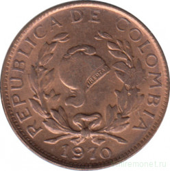 Монета. Колумбия. 1 сентаво 1970 год.