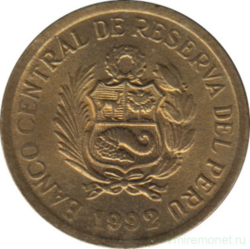 Монета. Перу. 1 сентимо 1992 год.