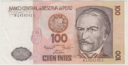 Банкнота. Перу. 100 инти 1985 год. Тип 132а (2).