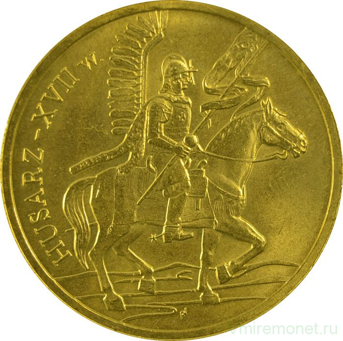 Монета. Польша. 2 злотых 2009 год. Гусар. XVII век.
