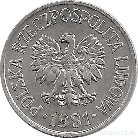 Монета. Польша. 20 грошей 1981 год.
