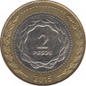 Монета. Аргентина. 2 песо 2015 год. ав.