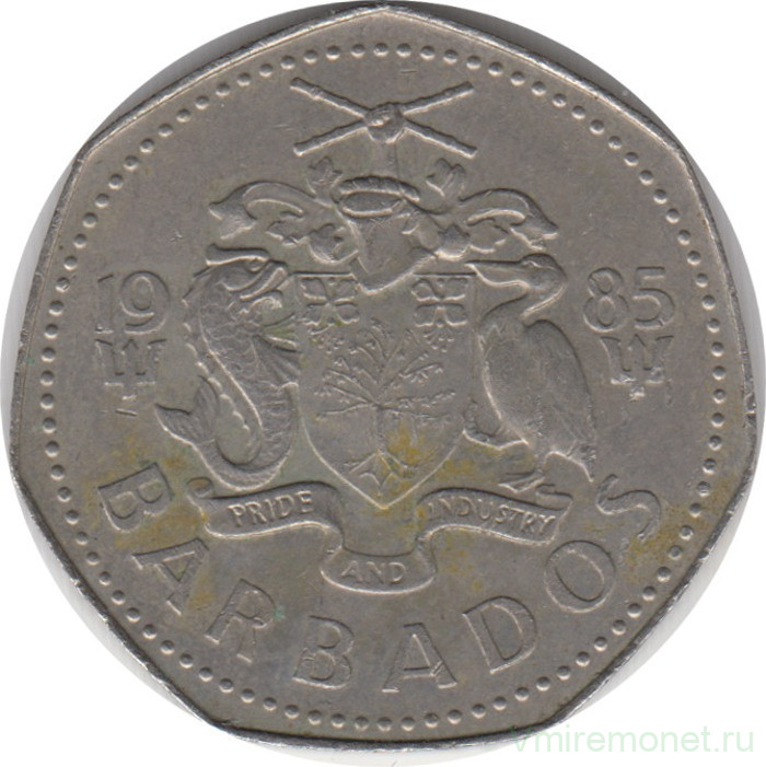Монета. Барбадос. 1 доллар 1985 год.