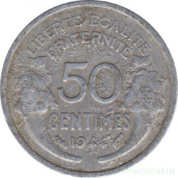 Монета. Франция. 50 сантимов 1944 год. Монетный двор - Париж.