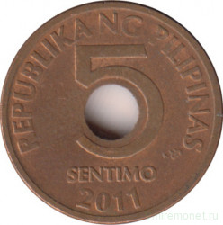 Монета. Филиппины. 5 сентимо 2011 год.