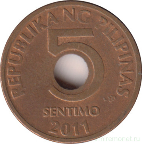 Монета. Филиппины. 5 сентимо 2011 год.