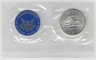 Монета. США. 1 доллар 1972 год. Монетный двор S. Серебро. В конверте, с жетоном. рев.