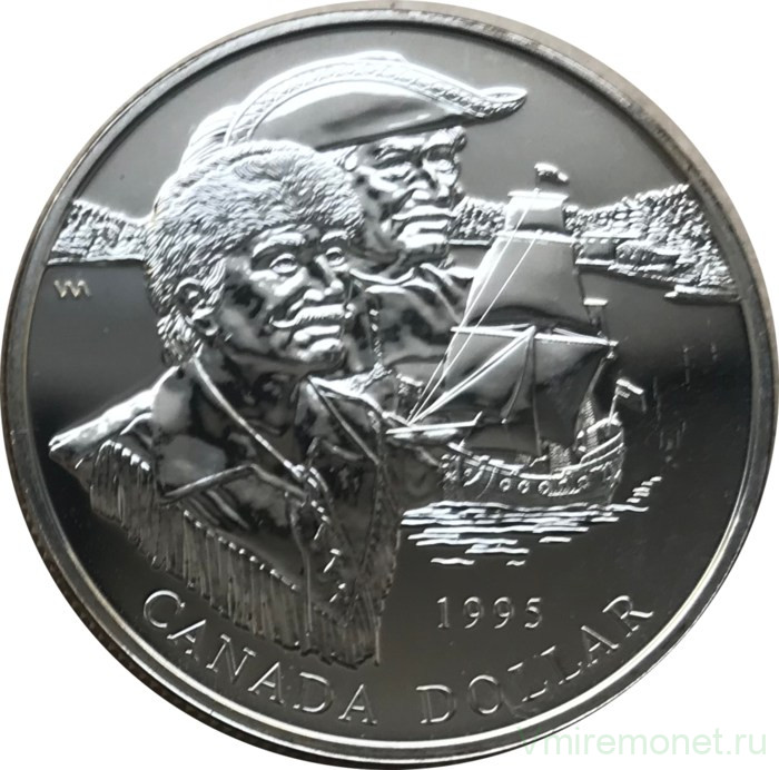 Монета. Канада. 1 доллар 1995 год. 325 лет Компании Гудзонова залива.