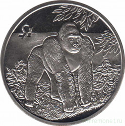 Монета. Сьерра-Леоне. 1 доллар 2005 год. Горилла.