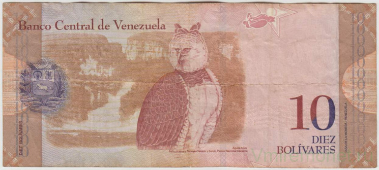 Банкнота. Венесуэла. 10 боливаров 2009 год. Тип 90b.