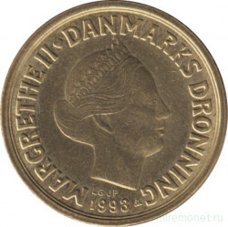 Монета. Дания. 10 крон 1993 год.