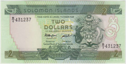 Банкнота. Соломоновы острова. 2 доллара 1986 год. Тип 17а.
