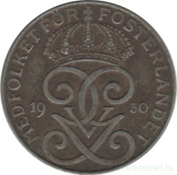 Монета. Швеция. 2 эре 1950 год (железо).