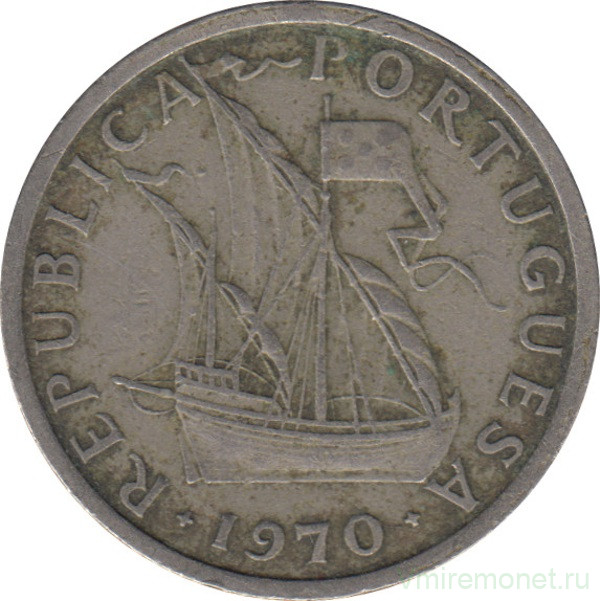 Монета. Португалия. 5 эскудо 1970 год.