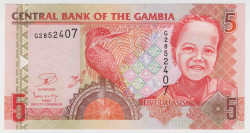 Банкнота. Гамбия. 5 даласи 2013 год.