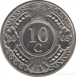 Монета. Нидерландские Антильские острова. 10 центов 2003 год.