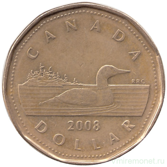 Монета. Канада. 1 доллар 2008 год.