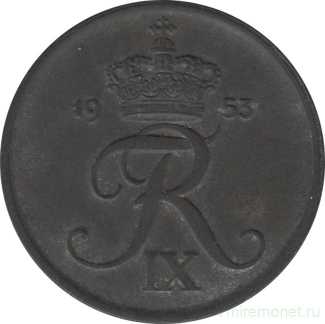 Монета. Дания. 5 эре 1953 год.