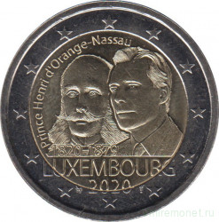 Монета. Люксембург. 2 евро 2020 год. 200 лет со дня рождения принца Генриха Оранского - Нассау.