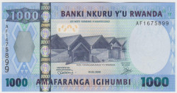 Банкнота. Руанда. 1000 франков 2008 год.
