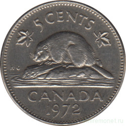 Монета. Канада. 5 центов 1972 год.