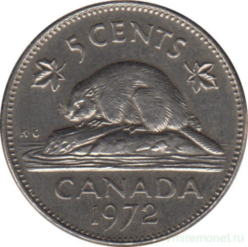 Монета. Канада. 5 центов 1972 год.