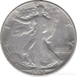 Монета. США. 50 центов 1945 год. Шагающая свобода. Монетный двор - Денвер (D).