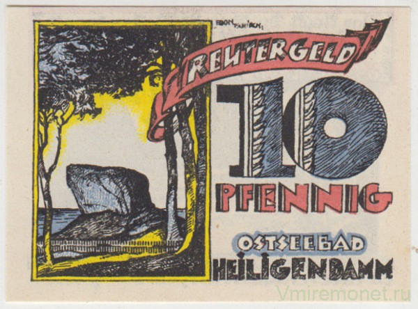 Бона. Нотгельд. Германия. Курорт Хайлгендамм. 10 пфеннигов 1922 год. Вариант 590.1.1.