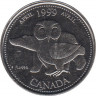 Монета. Канада. 25 центов 1999 год. Миллениум - Апрель 1999.  ав.