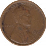Монета. США. 1 цент 1919 год. Монетный двор D. ав.