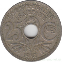 Монета. Франция. 25 сантимов 1917 год. Немагнитная.