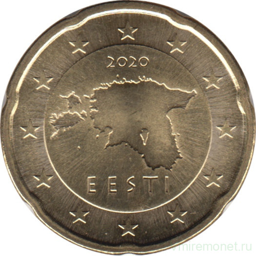 Монета. Эстония. 20 центов 2020 год.