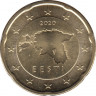 Монета. Эстония. 20 центов 2020 год. ав.
