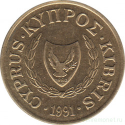 Монета. Кипр. 5 центов 1991 год.
